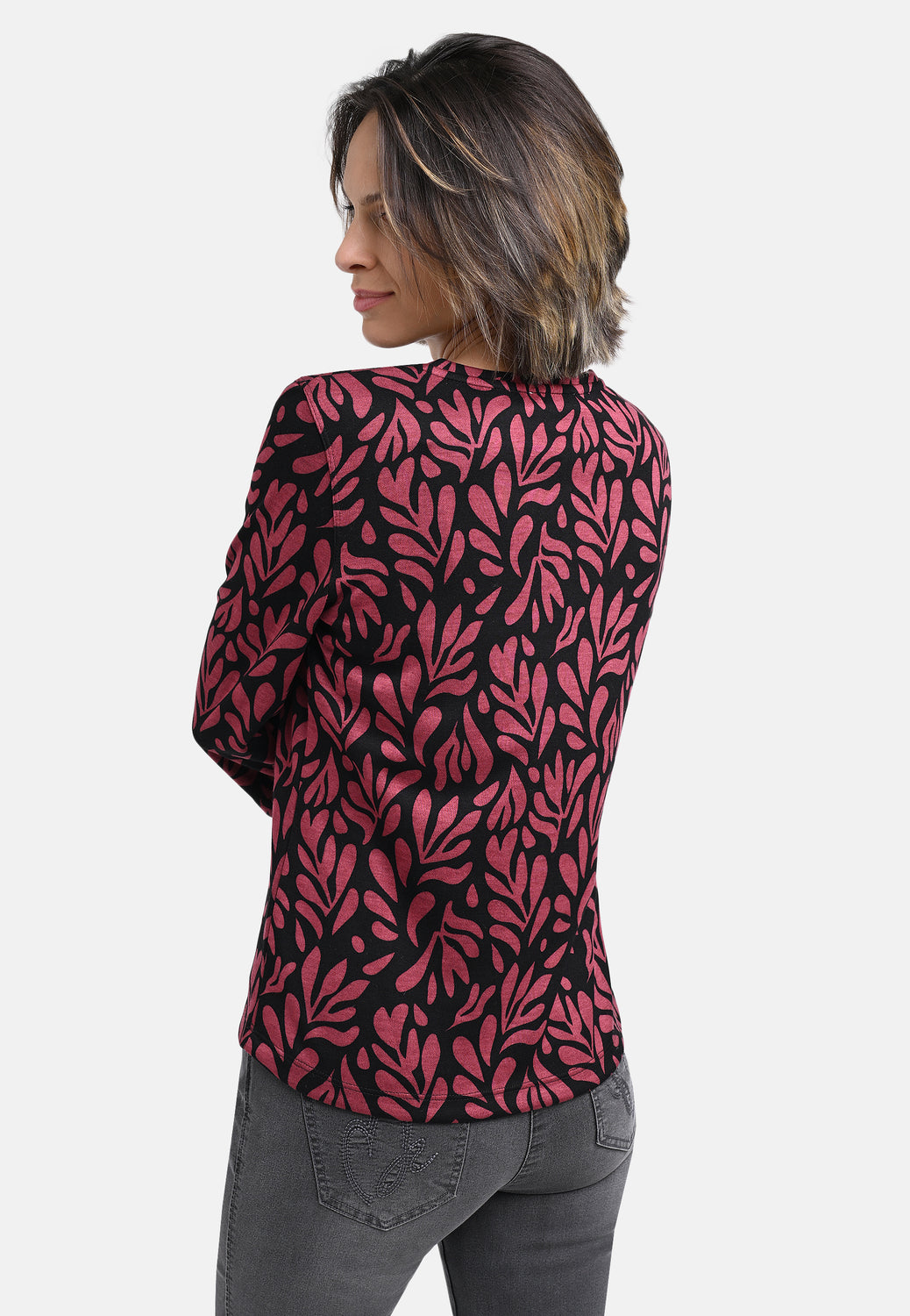 25817 Shirt mit Ornament-Print in Rot/Schwarz