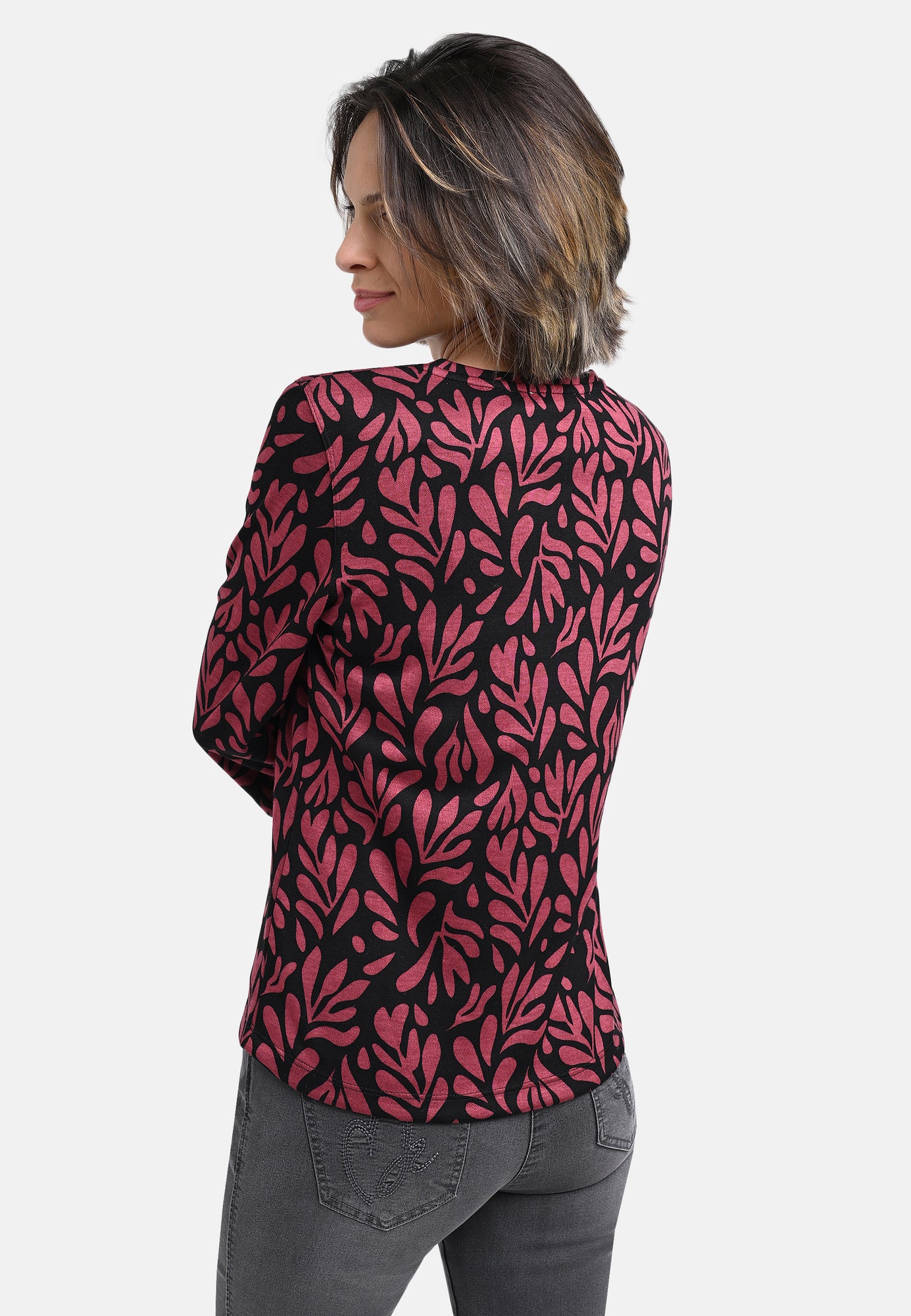 25817 Shirt mit Ornament-Print in Rot/Schwarz
