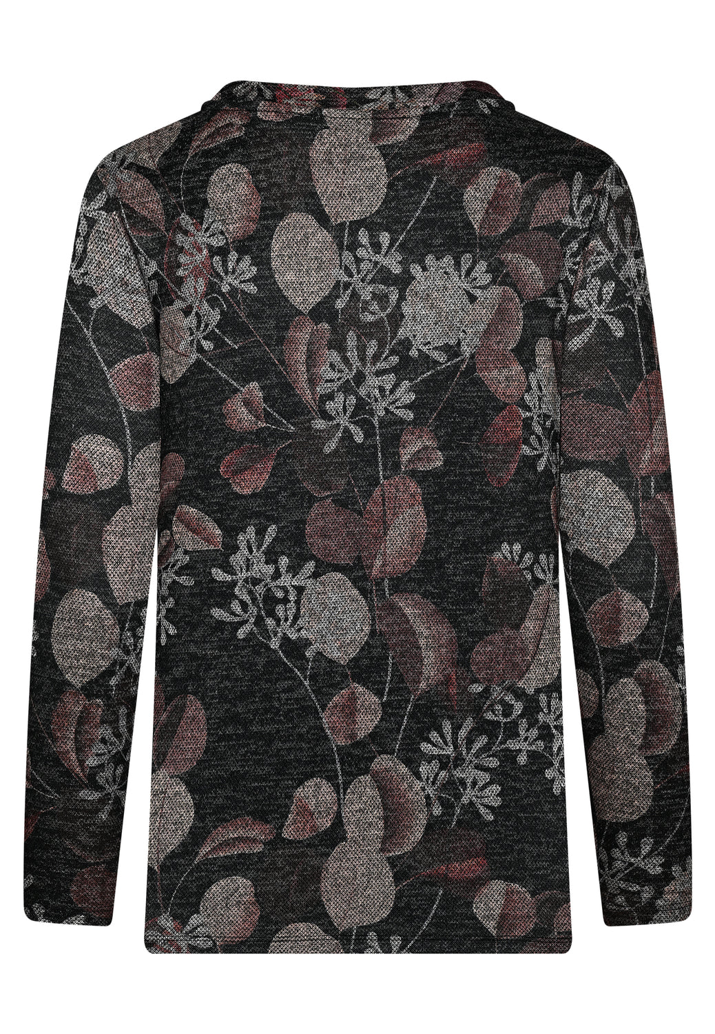 25818 Shirt mit Blätter-Print in Anthrazit/Braun