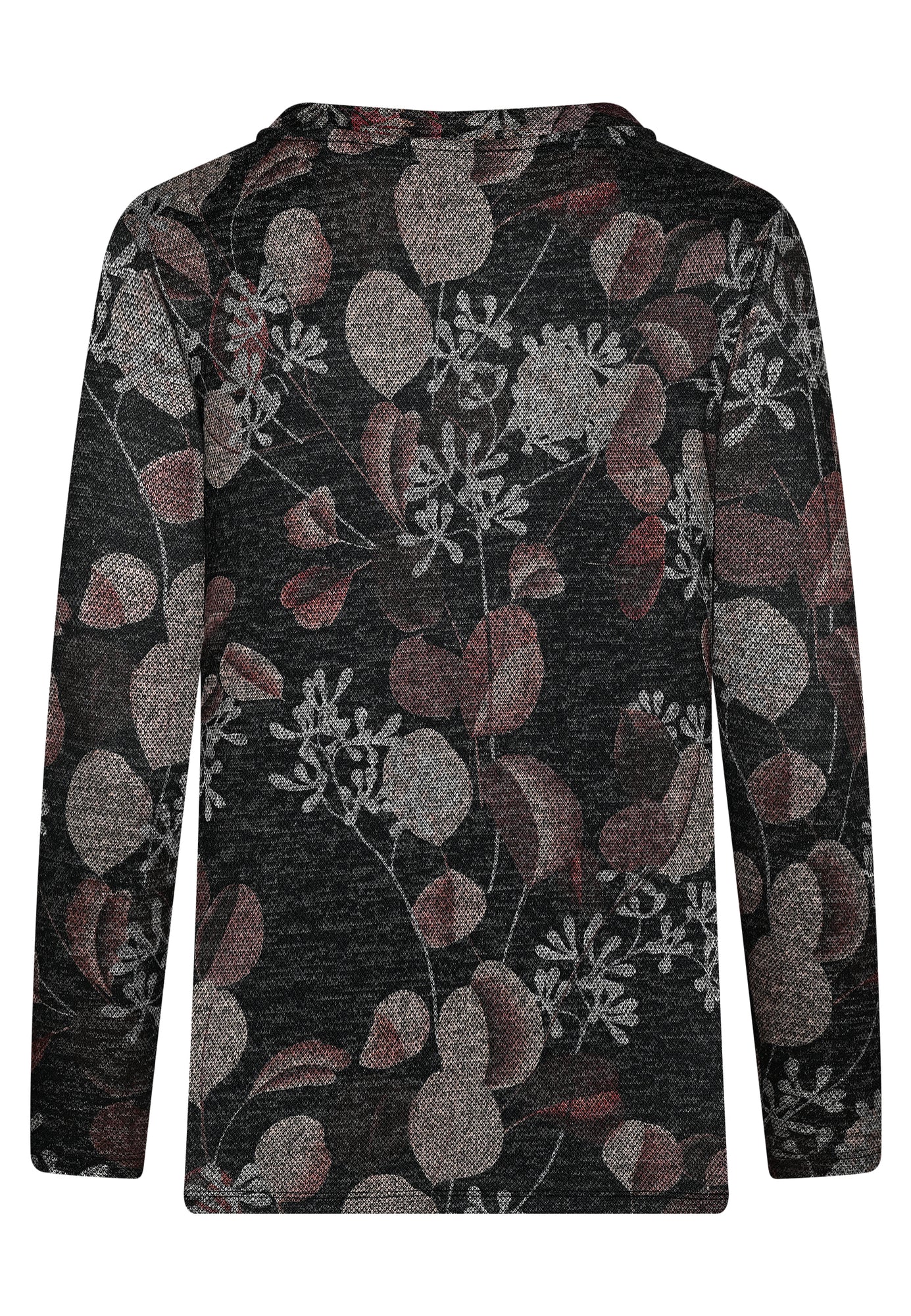 25818 Shirt mit Blätter-Print in Anthrazit/Braun