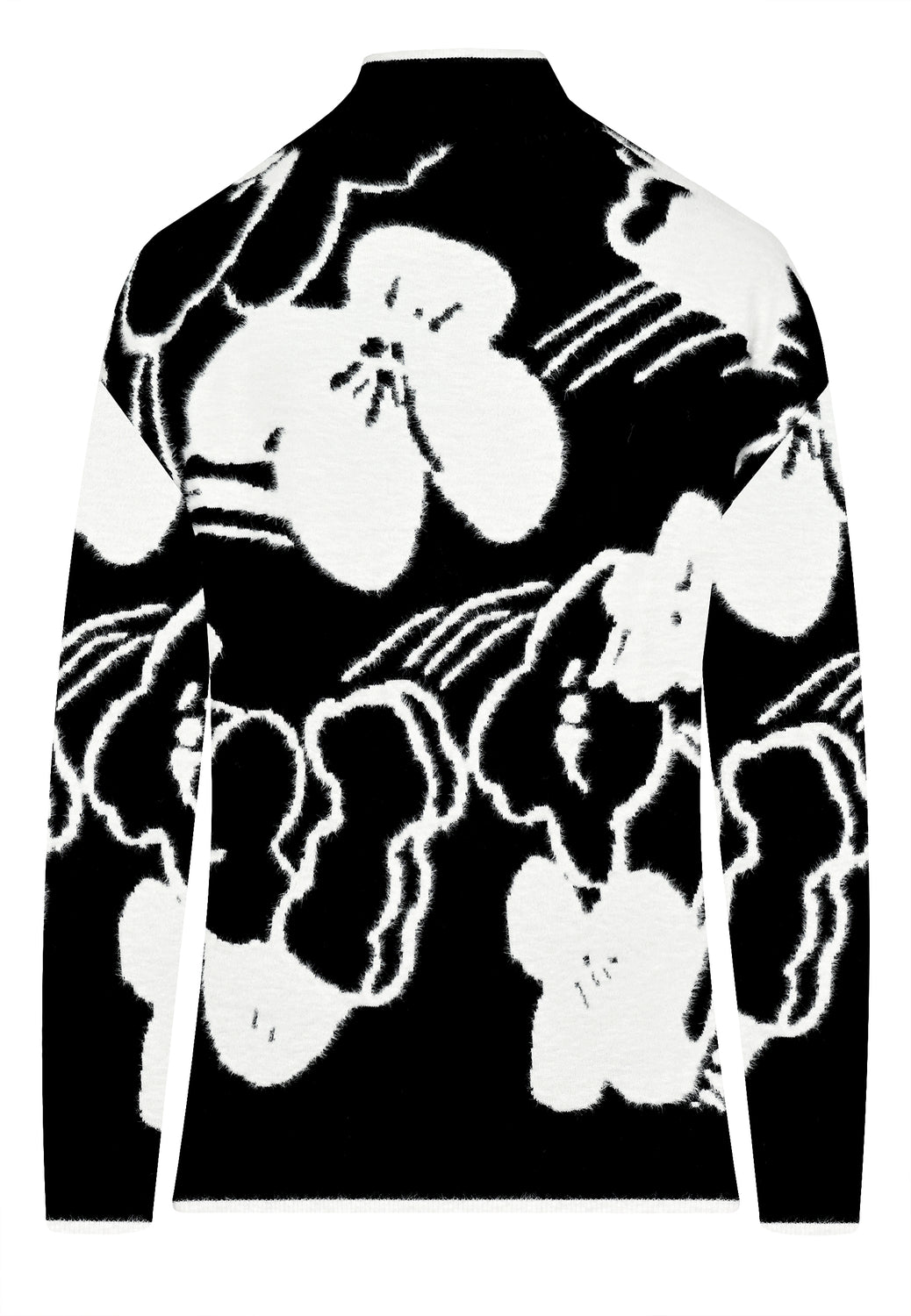 25821 Strickpullover mit Blütenmuster in Schwarz/Weiß