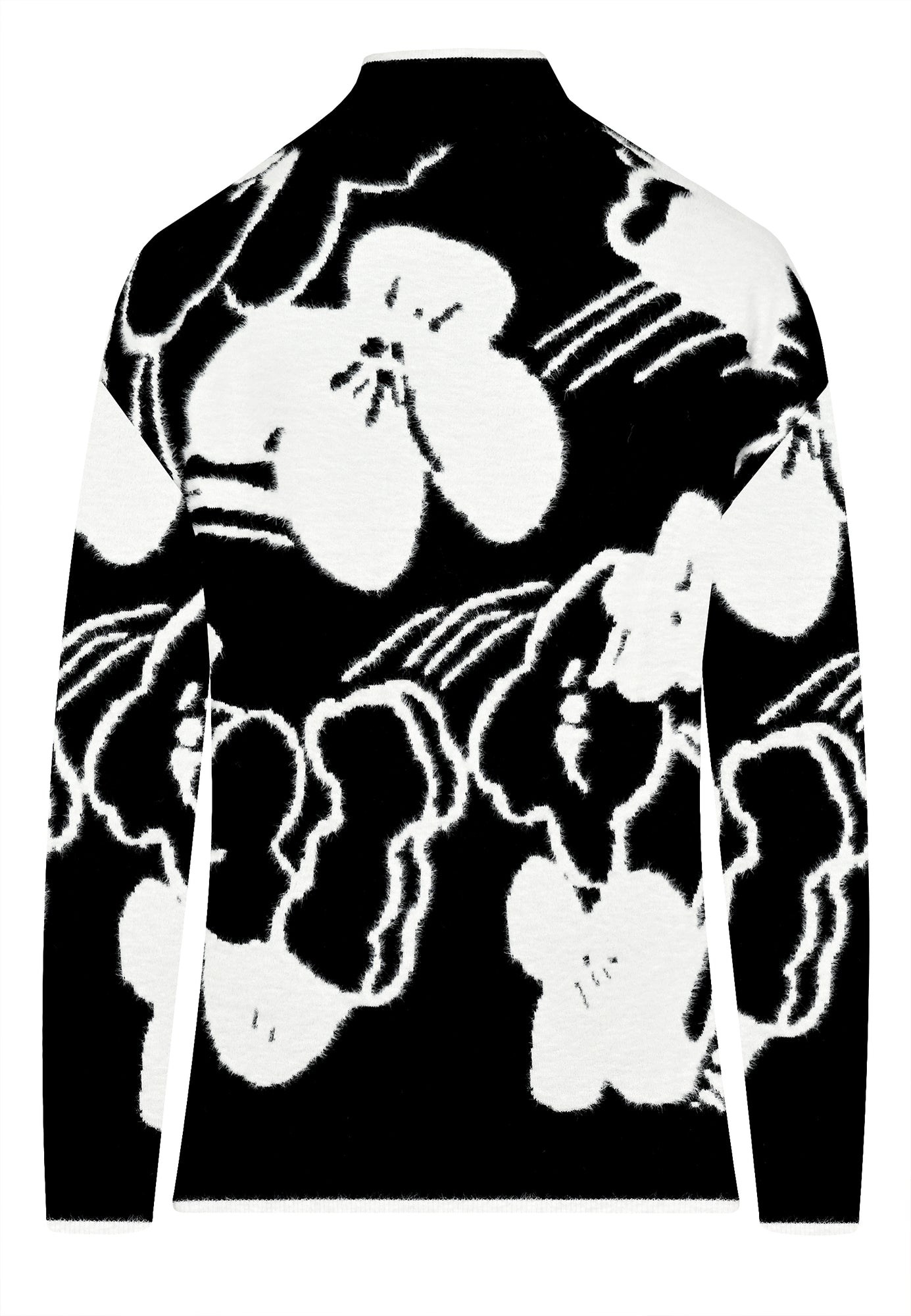 25821 Strickpullover mit Blütenmuster in Schwarz/Weiß
