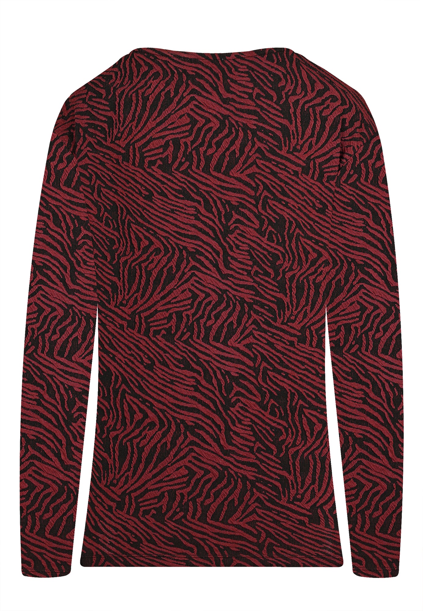 25822 Shirt mit Cloqué-Muster in Bordeaux/Schwarz