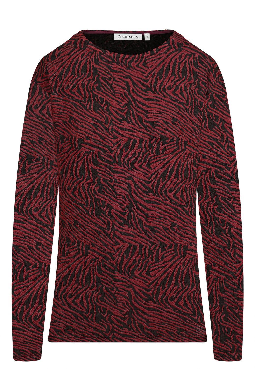 25822 Shirt mit Cloqué-Muster in Bordeaux/Schwarz