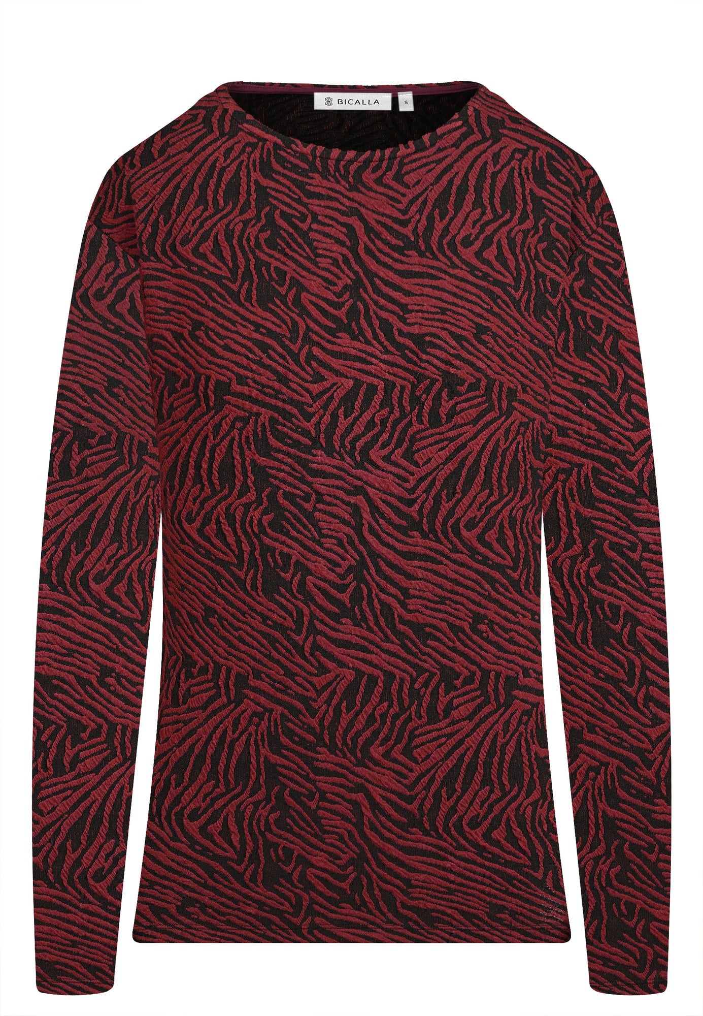 25822 Shirt mit Cloqué-Muster in Bordeaux/Schwarz