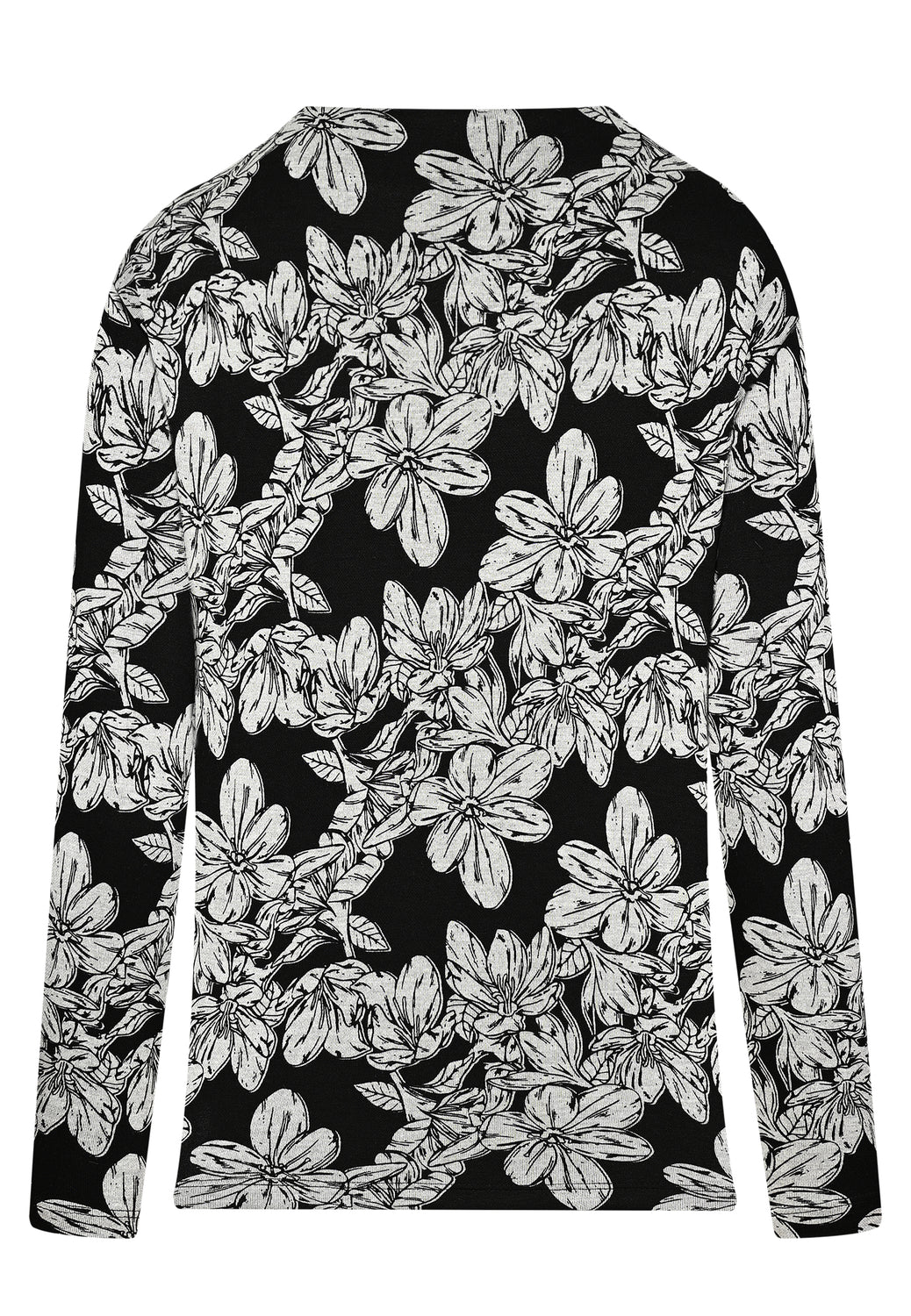 25824 Shirt mit Blüten-Print in Hellgrau/Schwarz