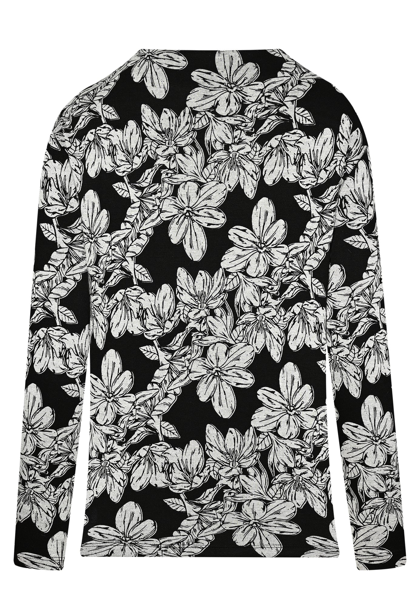 25824 Shirt mit Blüten-Print in Hellgrau/Schwarz