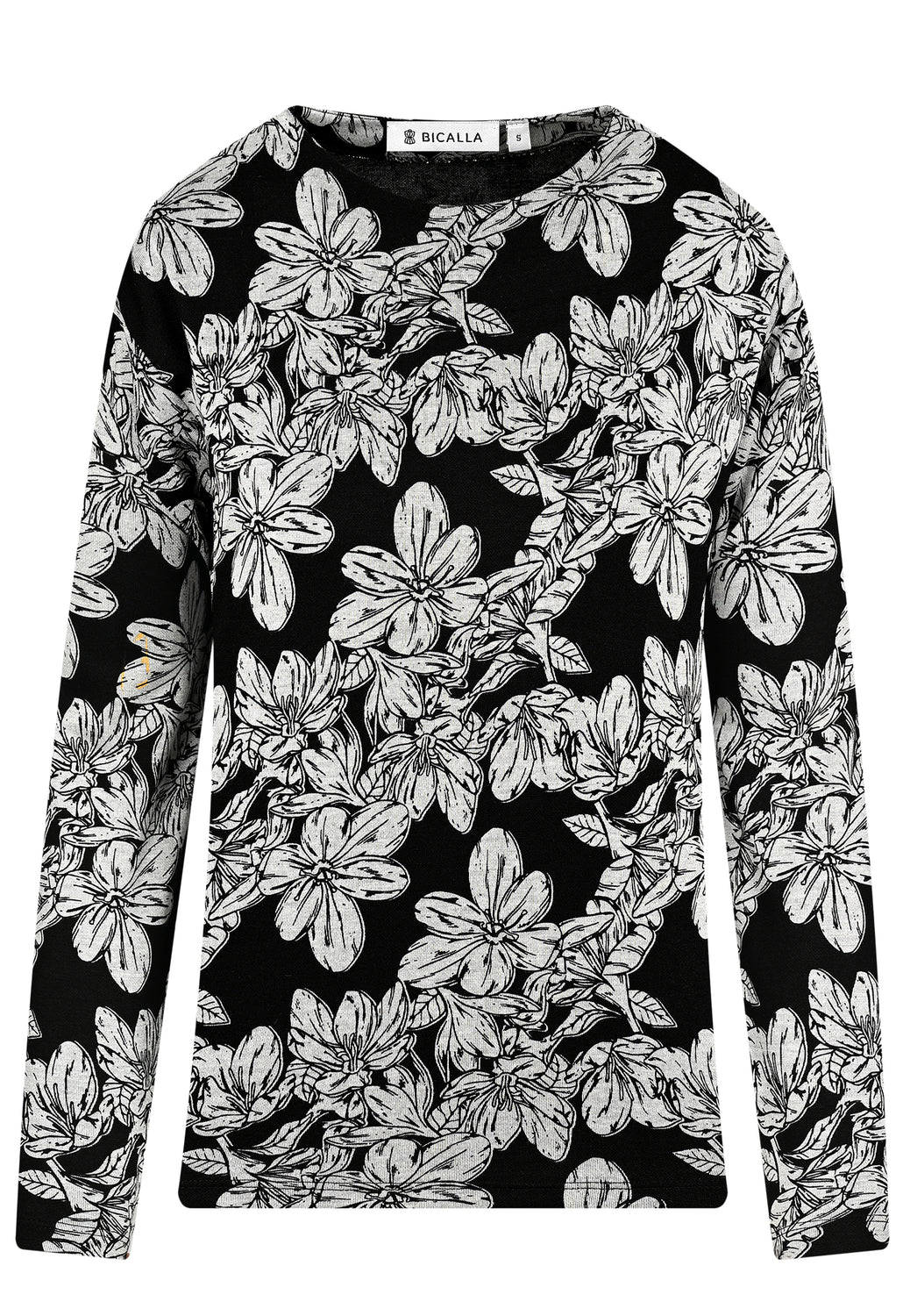 25824 Shirt mit Blüten-Print in Hellgrau/Schwarz