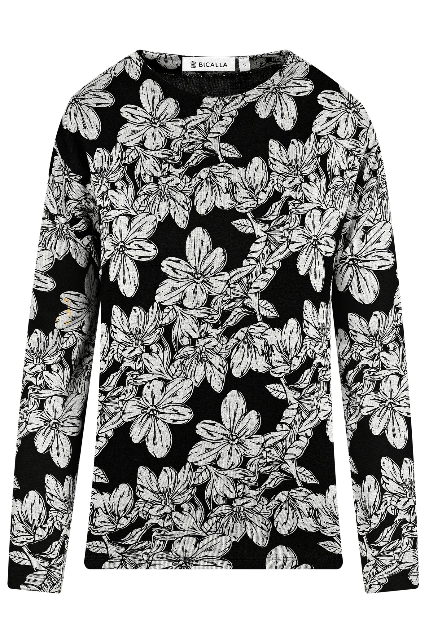 25824 Shirt mit Blüten-Print in Hellgrau/Schwarz