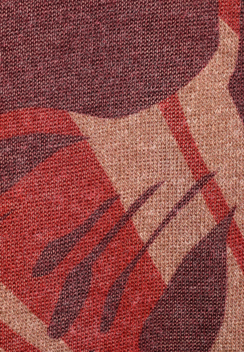 25825 Feinstrick-Shirt mit floralem Print in Bordeaux