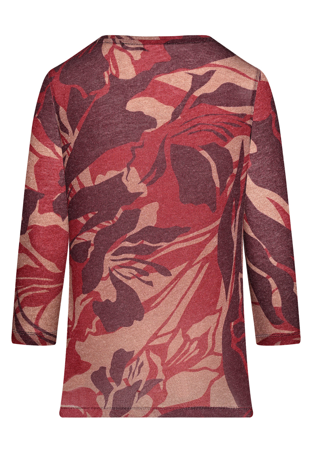 25825 Feinstrick-Shirt mit floralem Print in Bordeaux