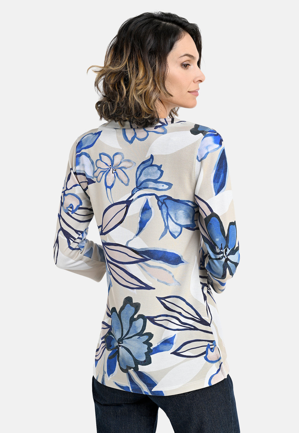 26106 Shirt Punta Flowers - 03/sand-blue