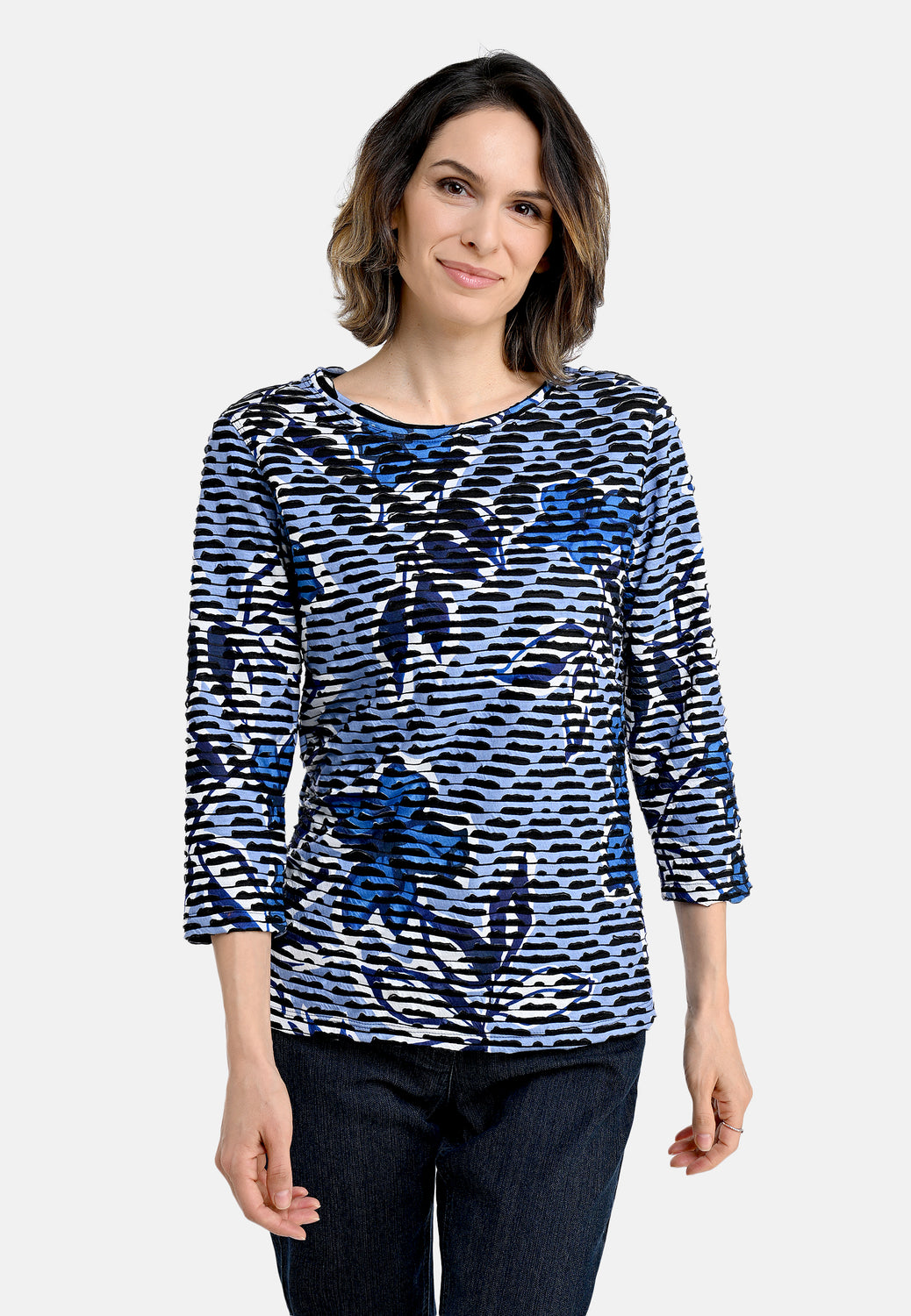 26108 Shirt Jacq Flowers - 10/blue-white