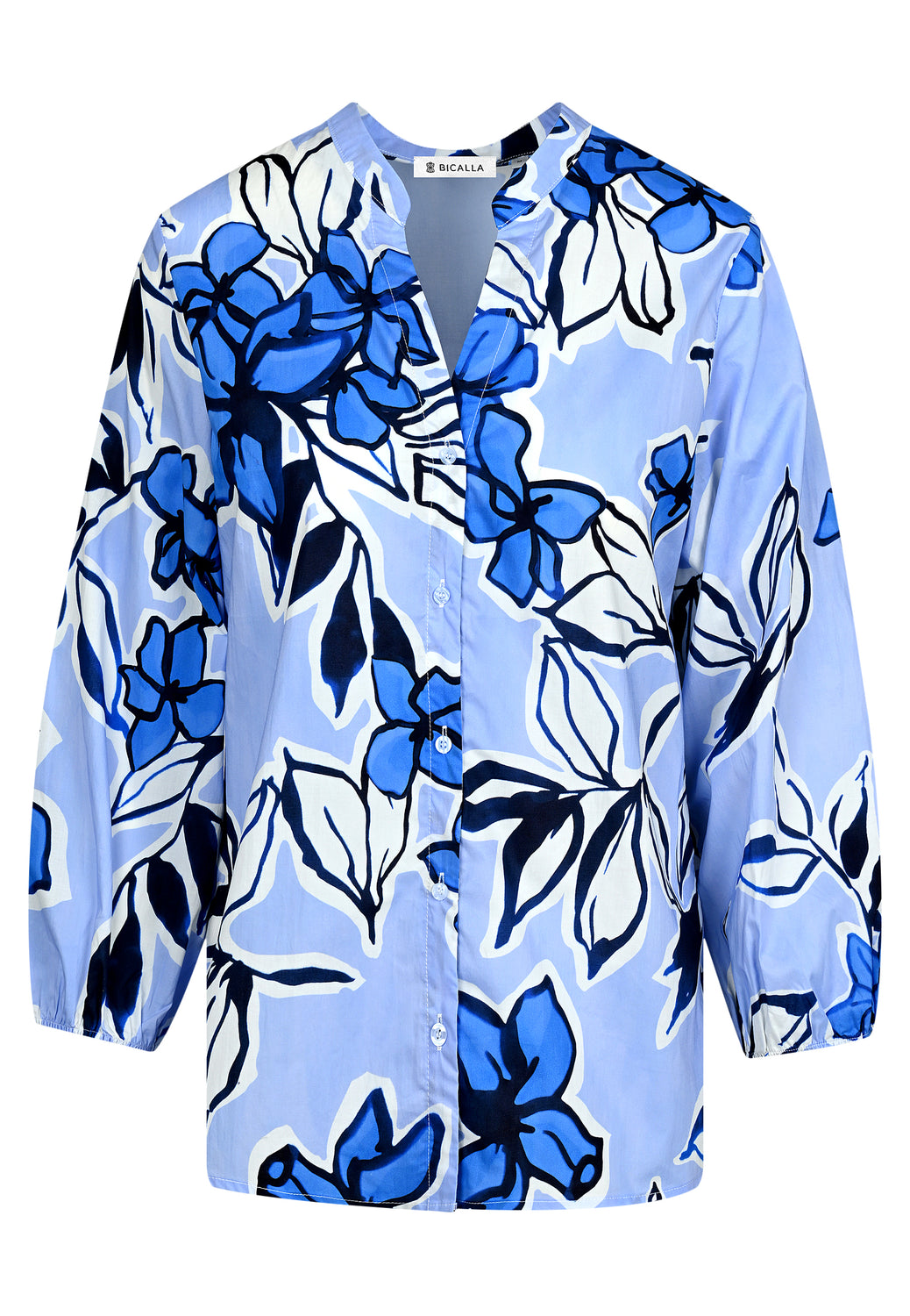 26109 Blouse Big Flowers - 10/blue-navy