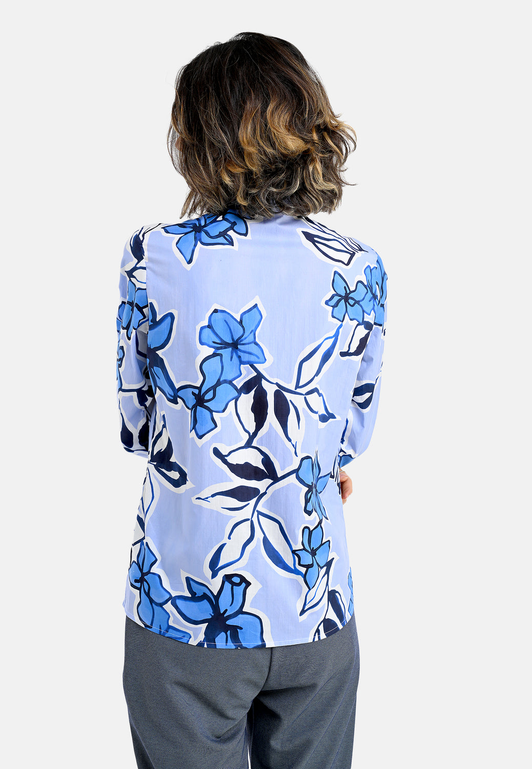 26109 Blouse Big Flowers - 10/blue-navy