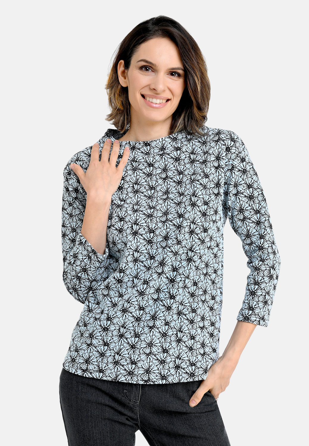 26111 Shirt BubbleFlowers - 10/blue-black