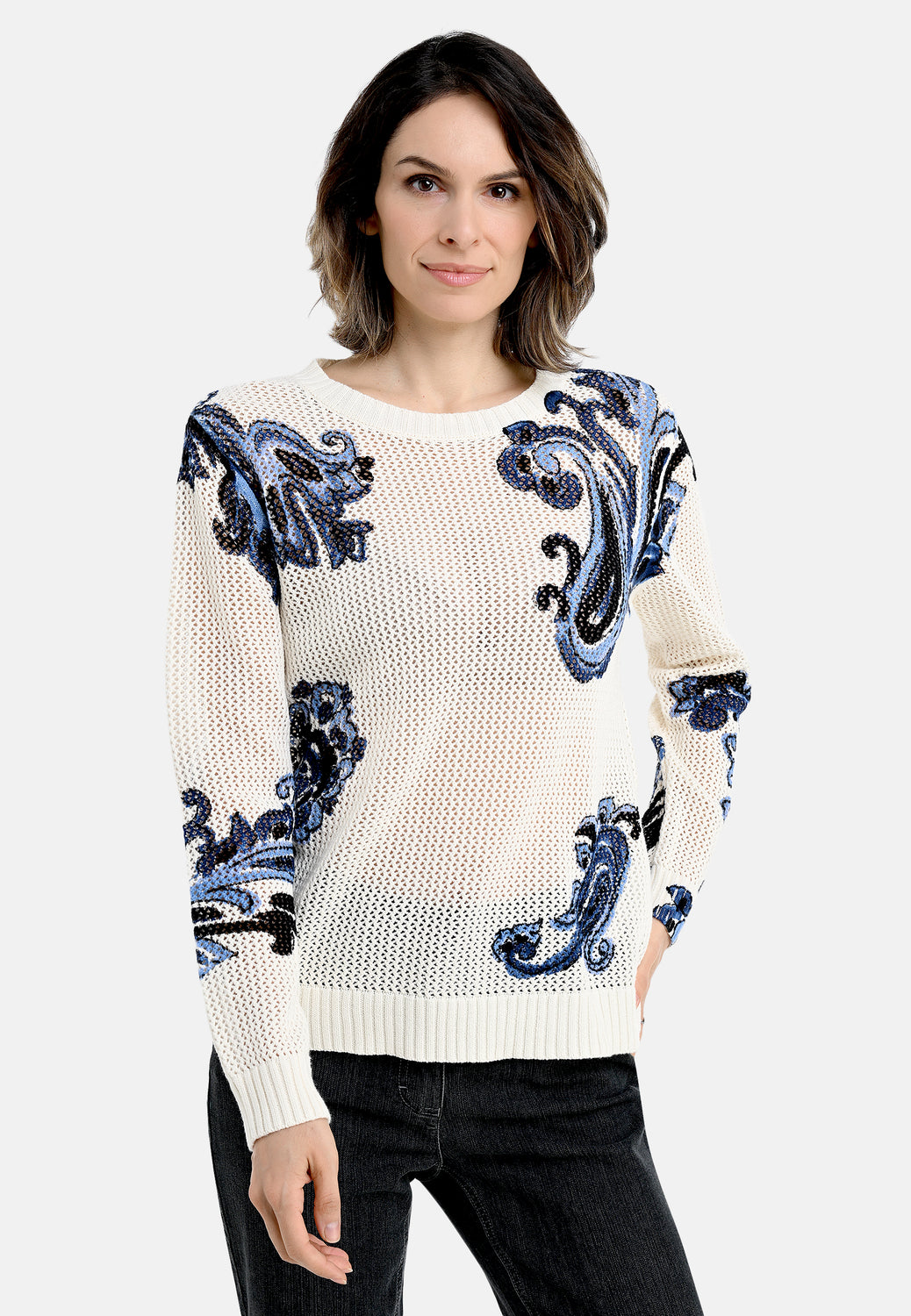 26113 Pullover Print - 02/ecru-navy