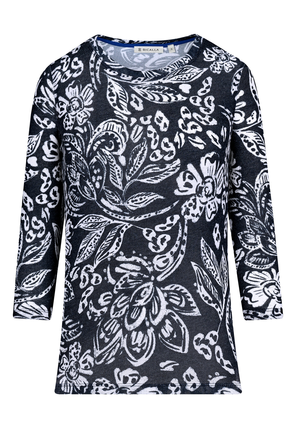 26123 Shirt Leaves Print - 16/navy-sand