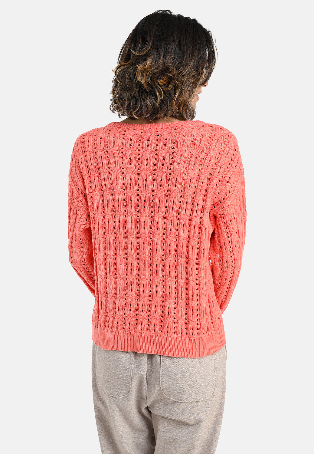 26202 Pullover Cables - 09/coral
