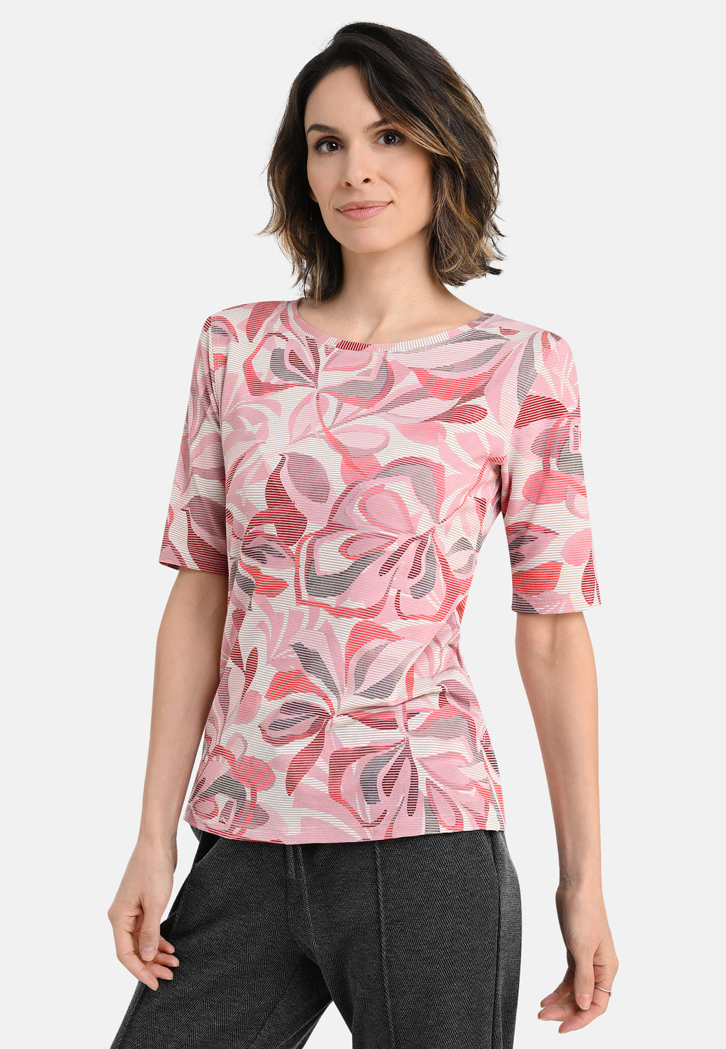 26205 Shirt StripeFlowers - 07/red-beige