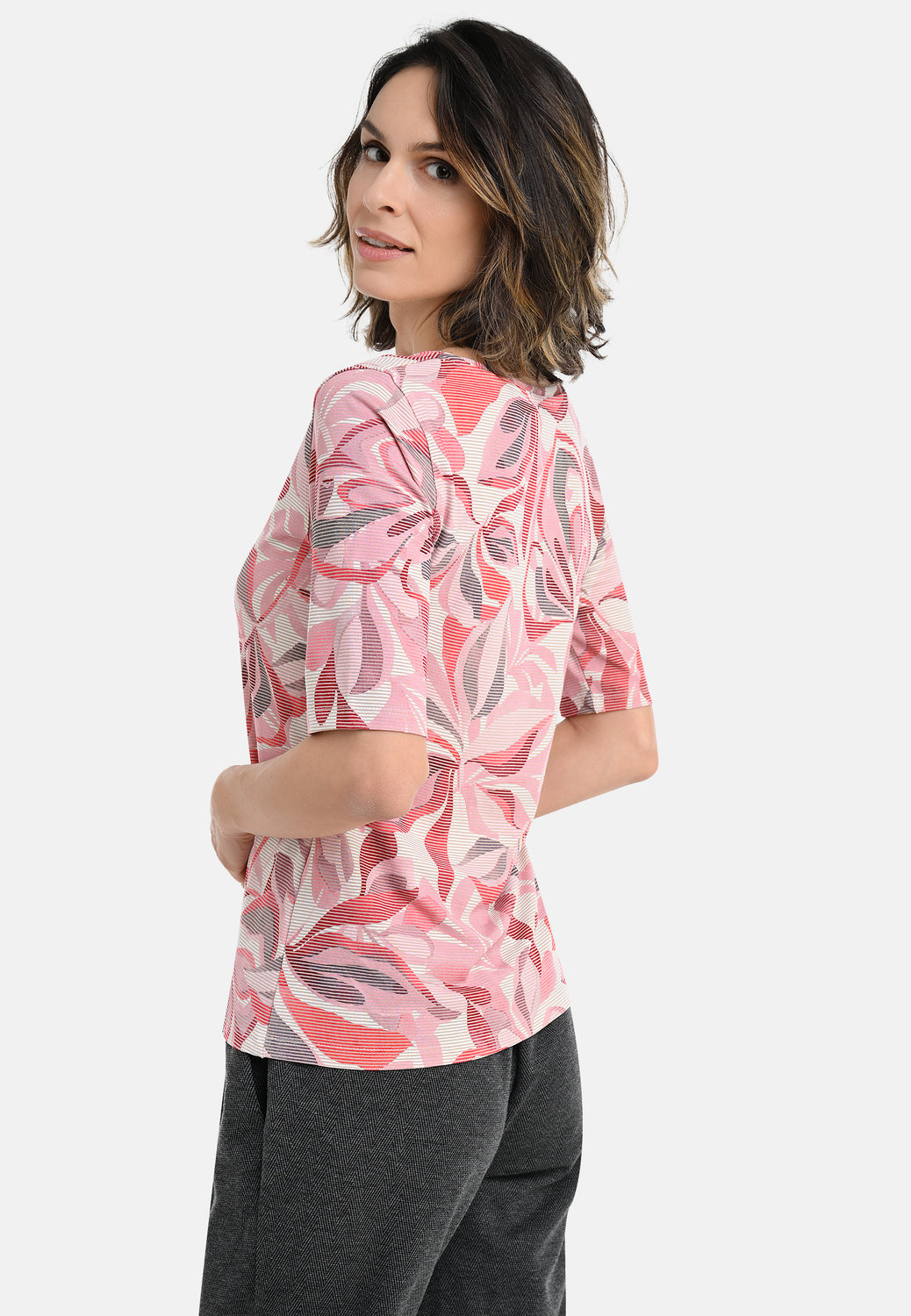 26205 Shirt StripeFlowers - 07/red-beige