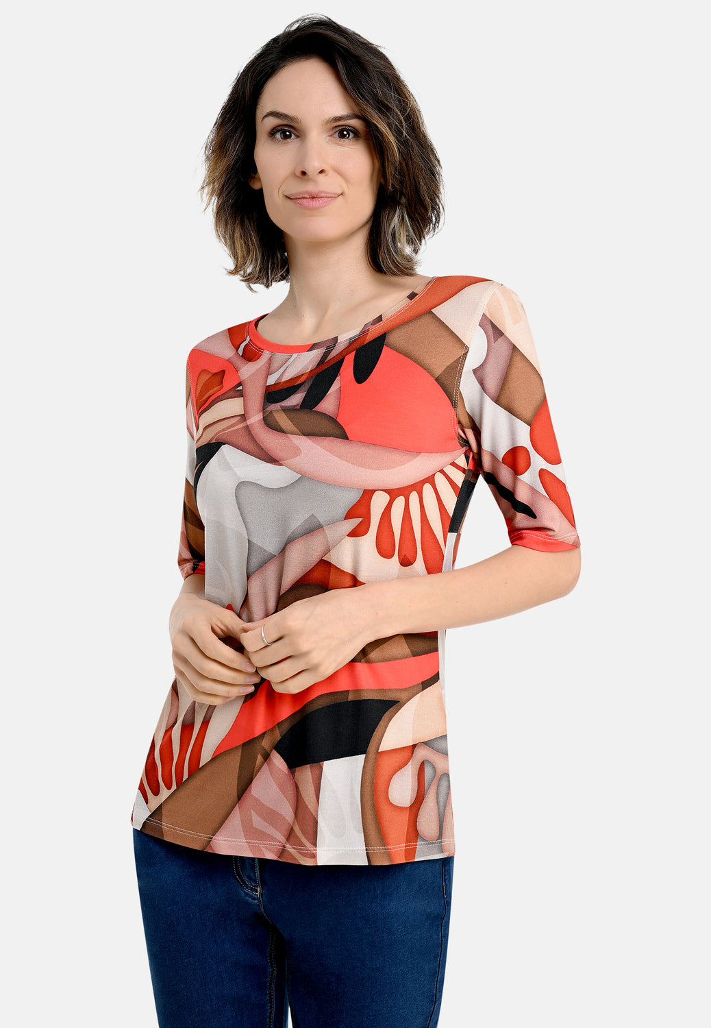 26206 Shirt Geometric - 07/red-beige