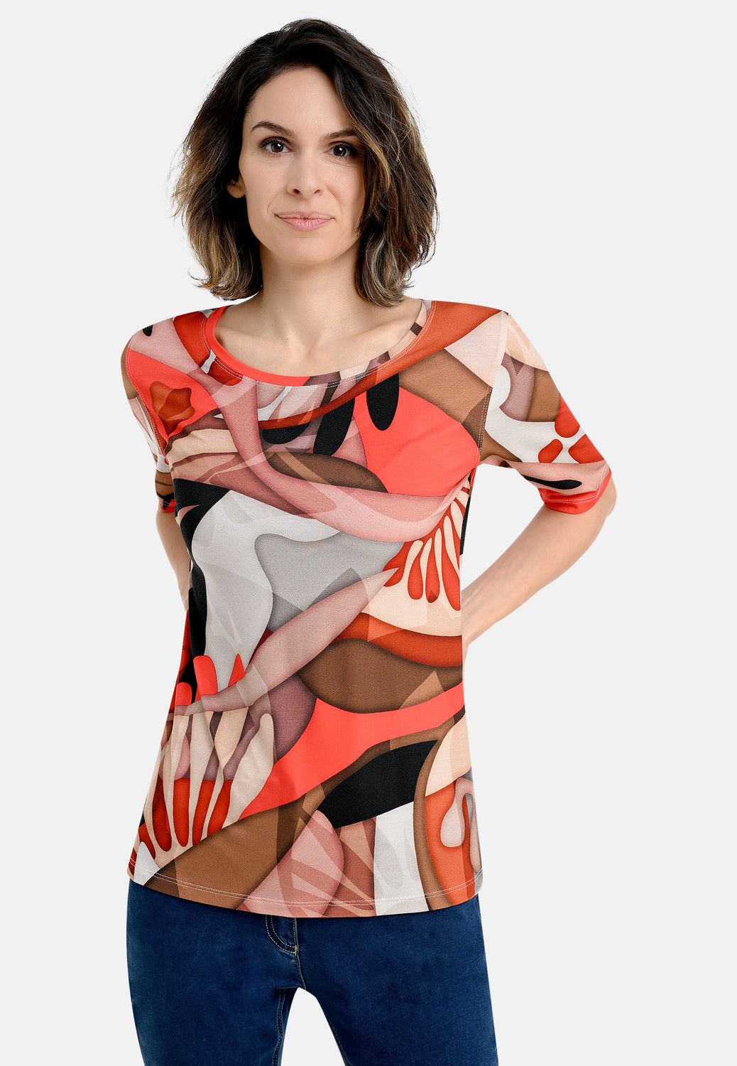 26206 Shirt Geometric - 07/red-beige