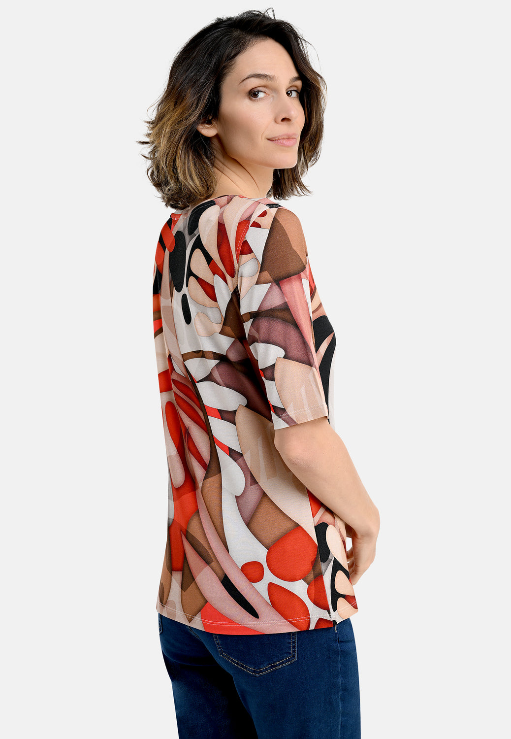 26206 Shirt Geometric - 07/red-beige