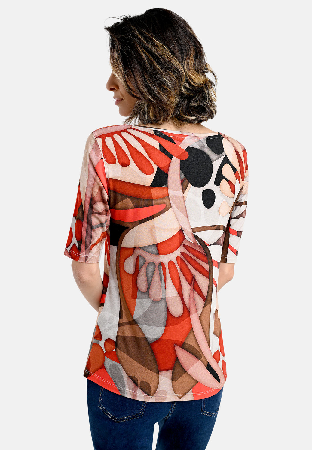 26206 Shirt Geometric - 07/red-beige