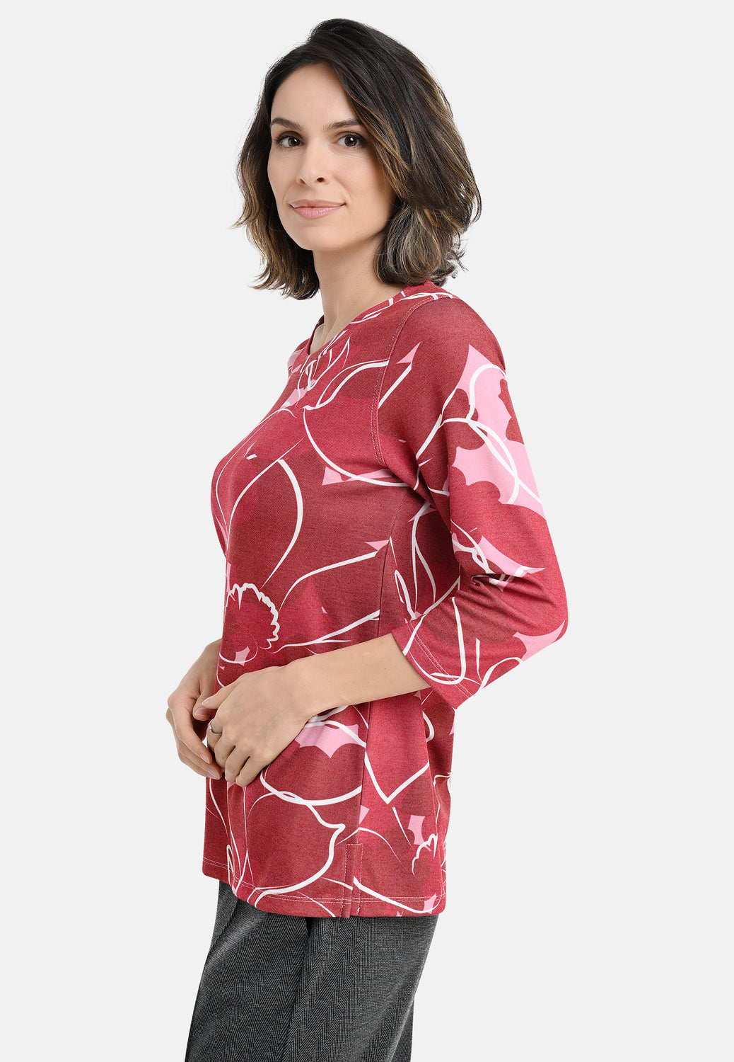 26207 Shirt Big Flower - 07/red-white