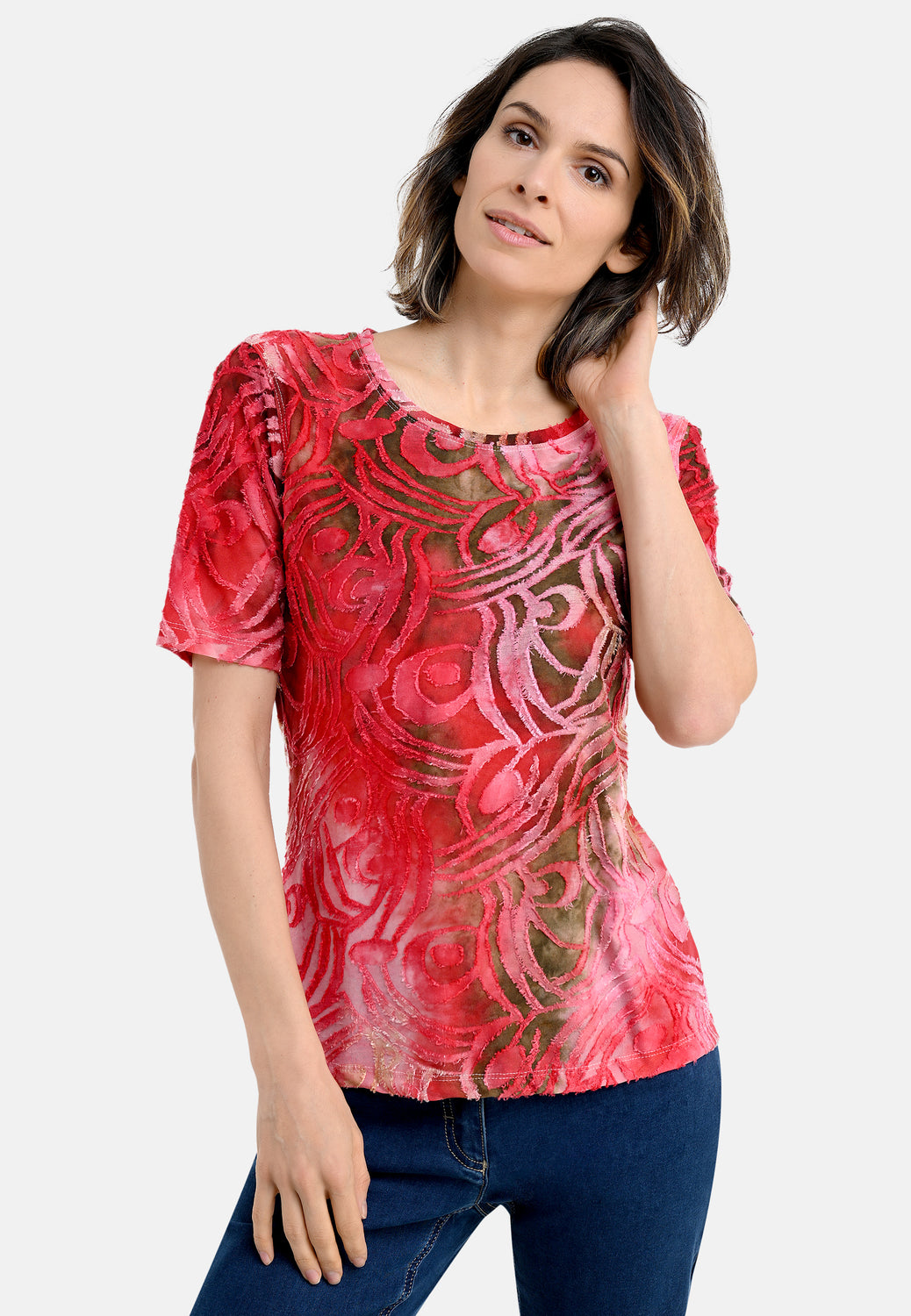 26208 Shirt T&D Peacock - 07/red-sand