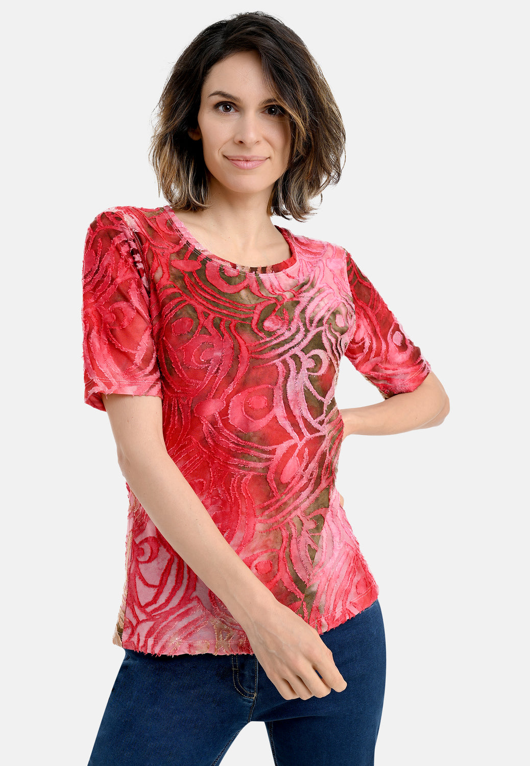 26208 Shirt T&D Peacock - 07/red-sand