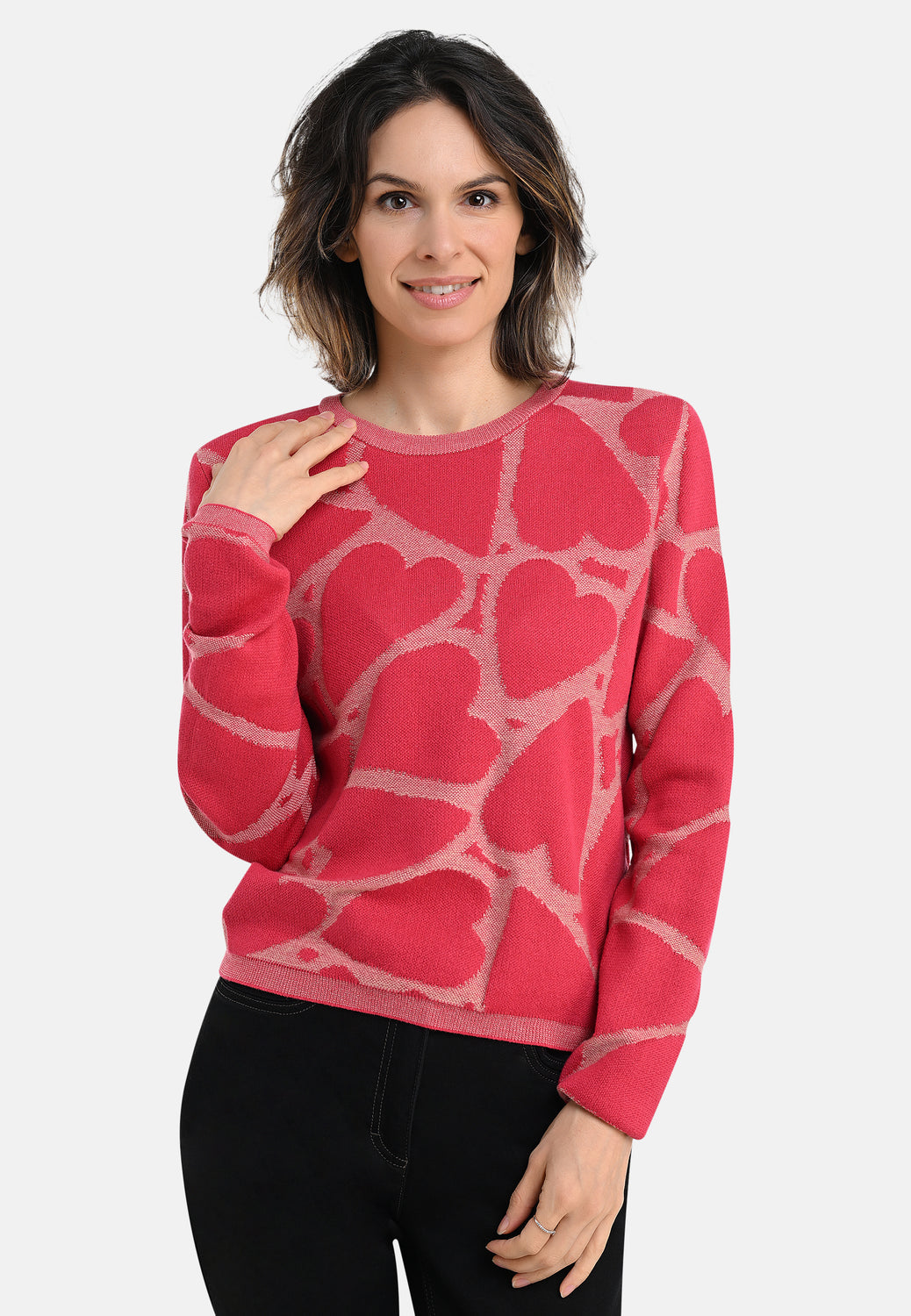 26216 Pullover Hearts - 07/red-ecru