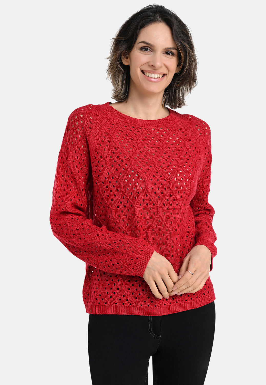 26217 Pullover Ajour - 07/red