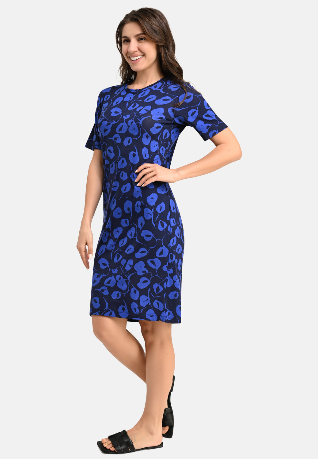 26252 Dress Poppy Print - 16/navy-blue