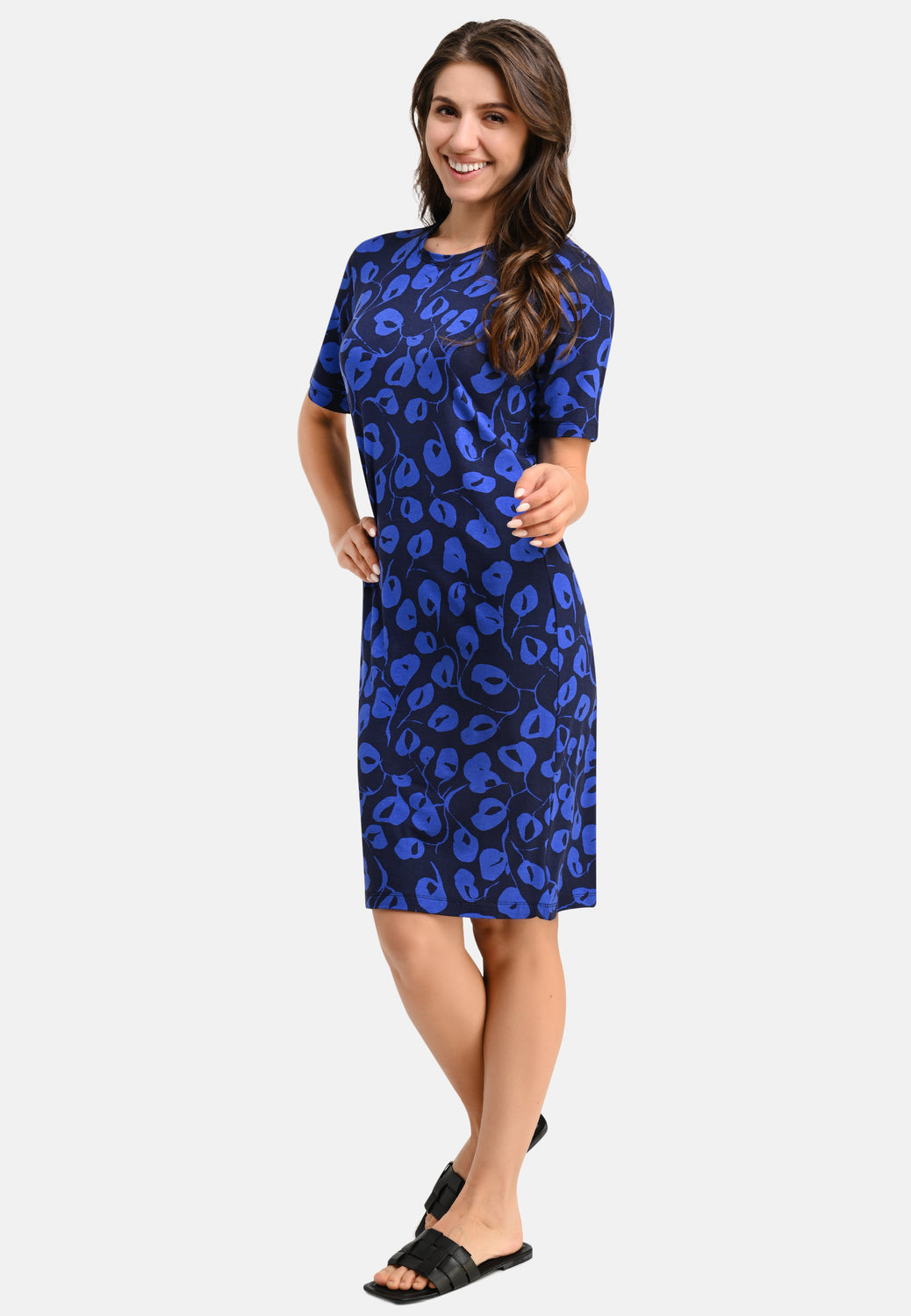 26252 Dress Poppy Print - 16/navy-blue