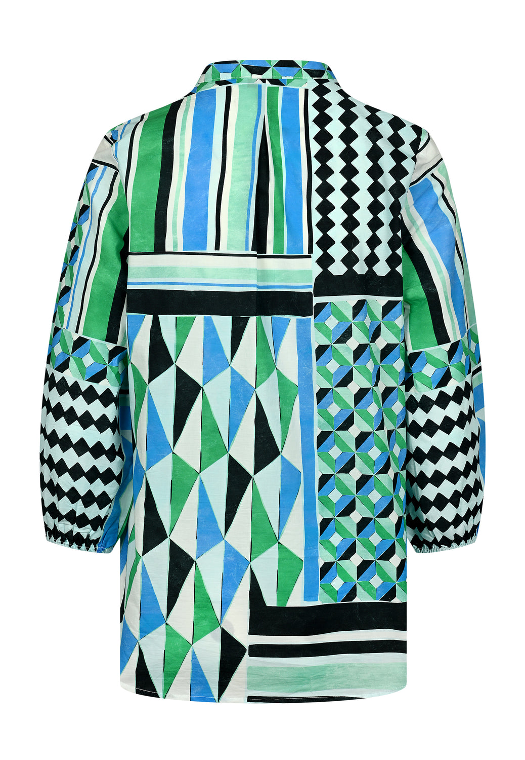 26254 Blouse Tiles Print - 12/green-blue